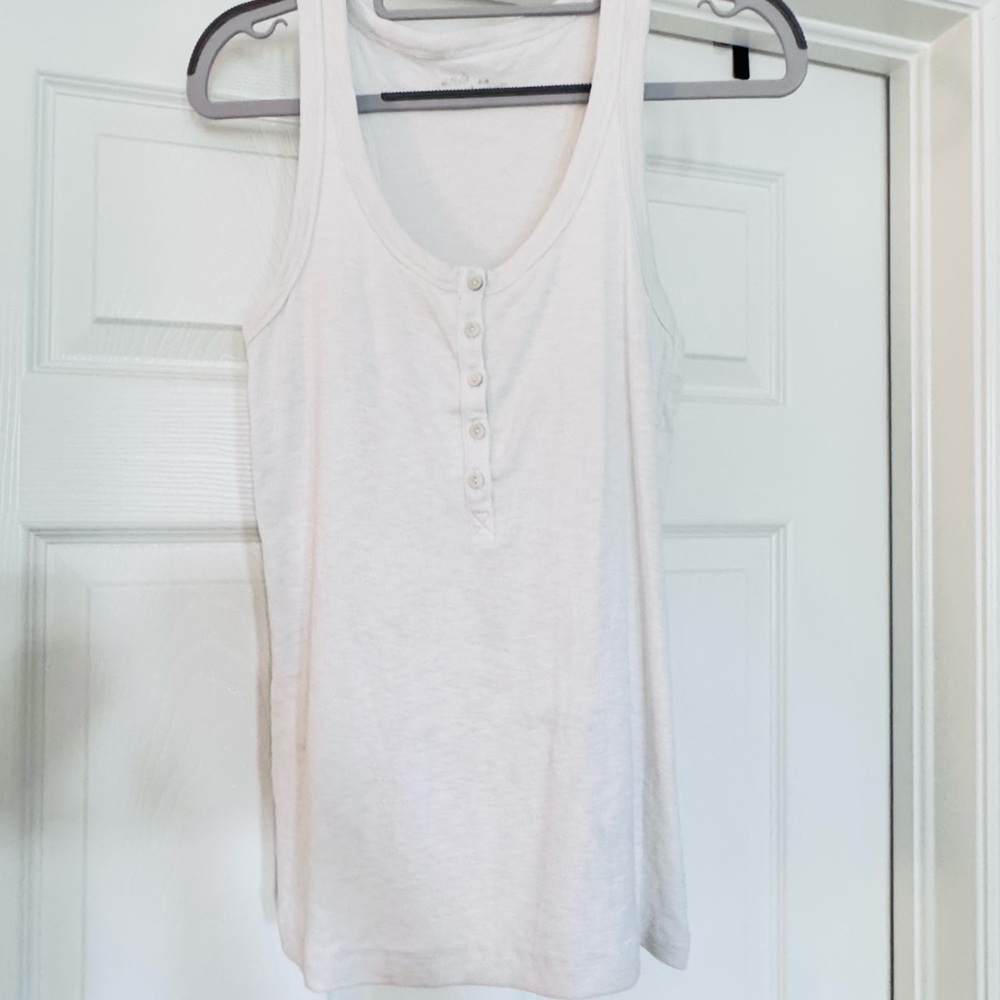 Aerie White Button-Front Tank Top